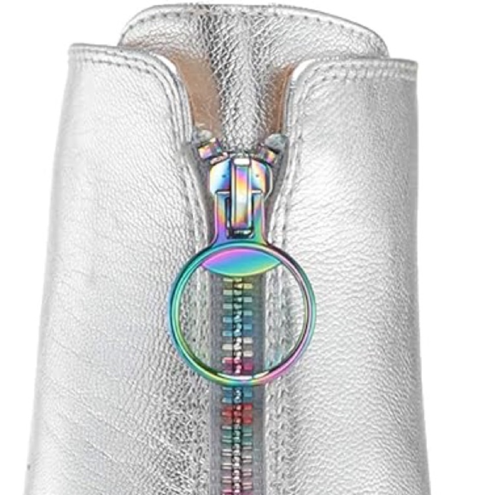 NWOB Katy Perry The Justine Silver Ankle Boots - Picture 4 of 7